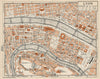 LYON LYONS. Centre de la ville. Vintage town city map plan. Rhône 1954 old