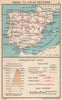 SPAIN INDEX MAP. Vintage map plan 1958 old vintage chart