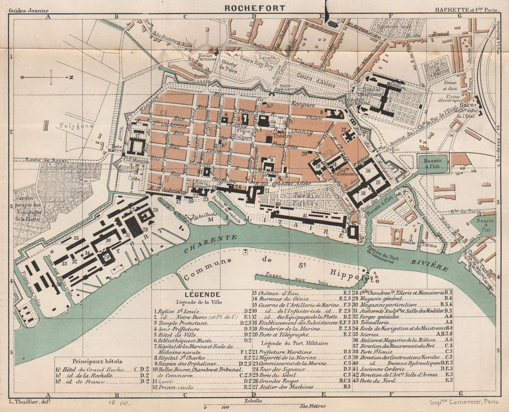 ROCHEFORT. Vintage town city ville map plan carte. Charente-Maritime 1899