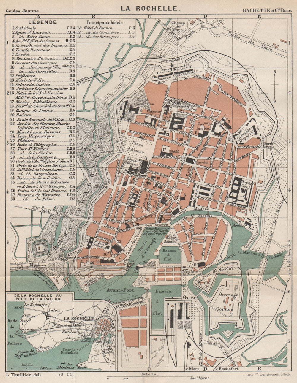 LA ROCHELLE. Vintage town city ville map plan carte. Charente-Maritime 1899