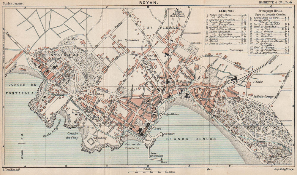 ROYAN. Vintage town city ville map plan carte. Charente-Maritime 1899 old