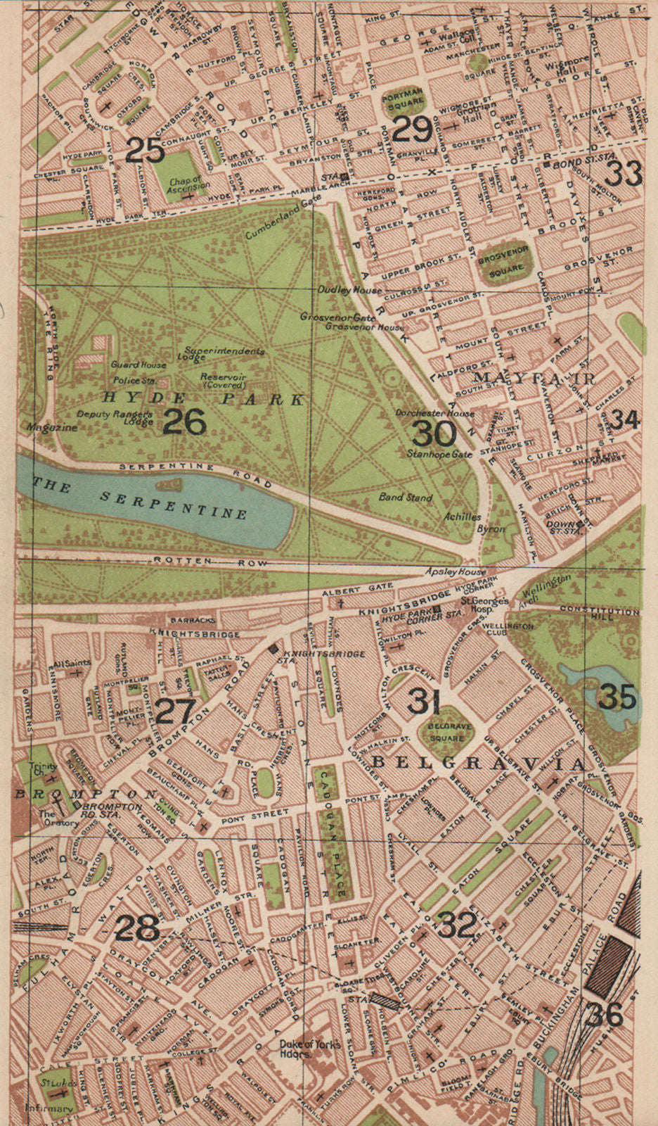 LONDON W. Belgravia Mayfair Brompton Chelsea Marylebone Bayswater 1927 ...