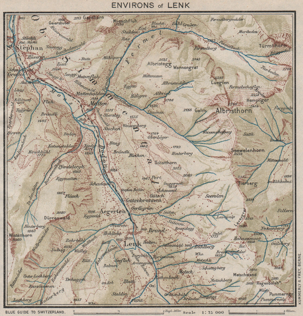 LENK ENVIRONS.St Stephan Matten Albristhirn.Switzerland.Ober-Simmental 1930 map