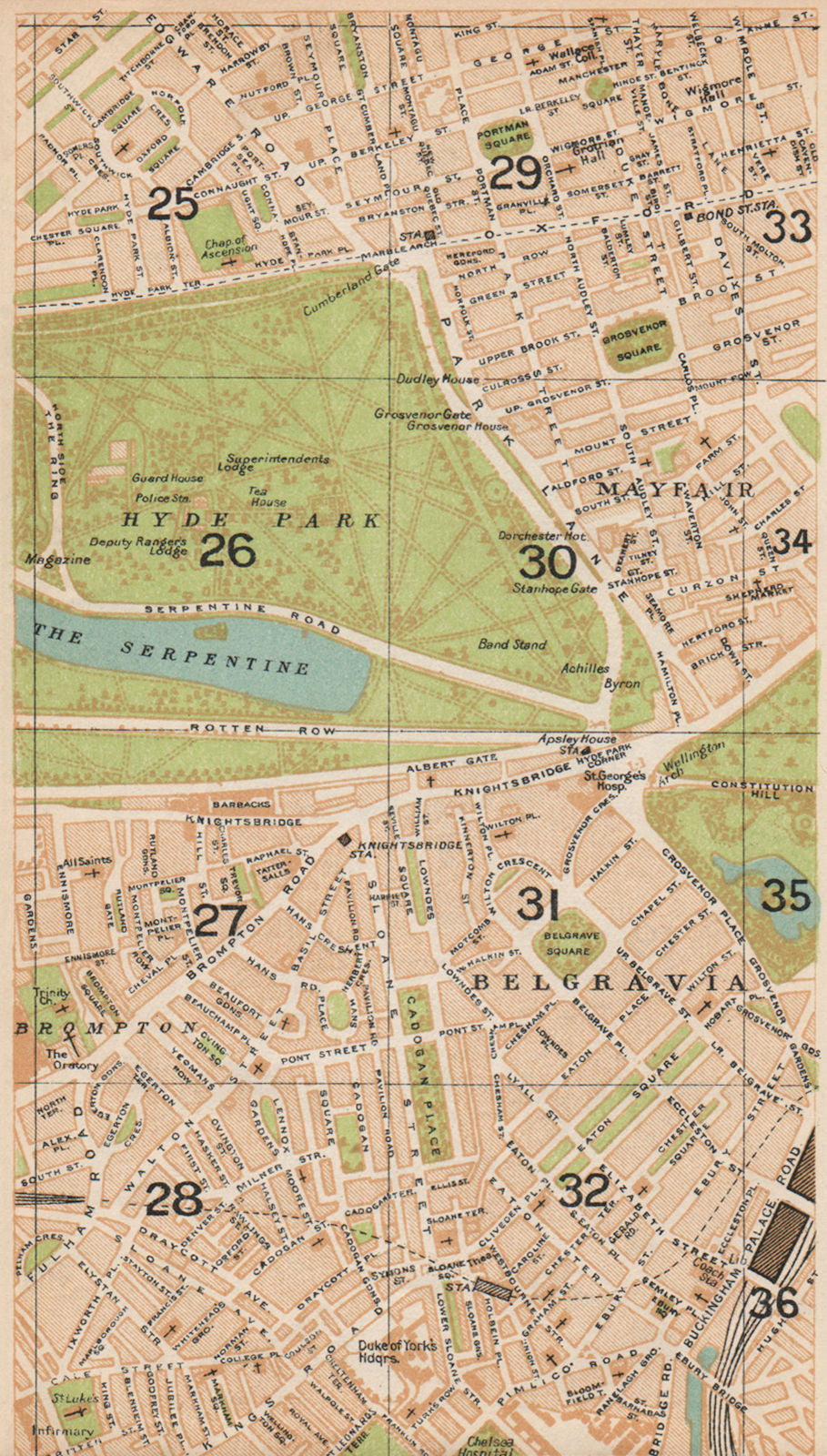 LONDON W. Belgravia Mayfair Brompton Chelsea Marylebone Bayswater 1935 ...
