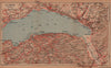 LE LÉMAN LE GRAND LAC. Lake Geneva Genève. Vintage map plan. Switzerland 1920