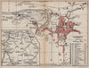 LOURDES. Vintage town map plan. Hiking trails. Hautes-Pyrénées 1907 old