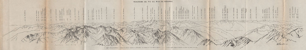 PIC DU MIDI DE BIGORRE. Vintage panorama. Hautes-Pyrénées. Pyrenees 1907 map