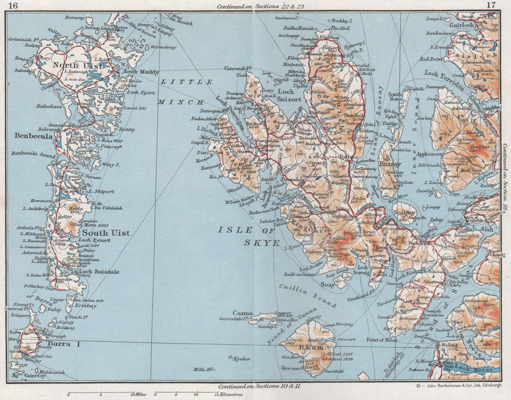 HEBRIDES WESTERN ISLES. Skye North & South Uist Rhum. Scotland 1967 old map