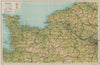 NORMANDY NORMANDIE. Roads railways. Le Havre Rouen Cherbourg. Vintage map 1926