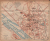 MOULINS. Vintage town city ville map plan carte. France 1922 old antique