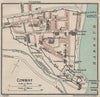 CONWY CONWAY. Vintage town city map plan. Fortifications. Castle. Wales 1922