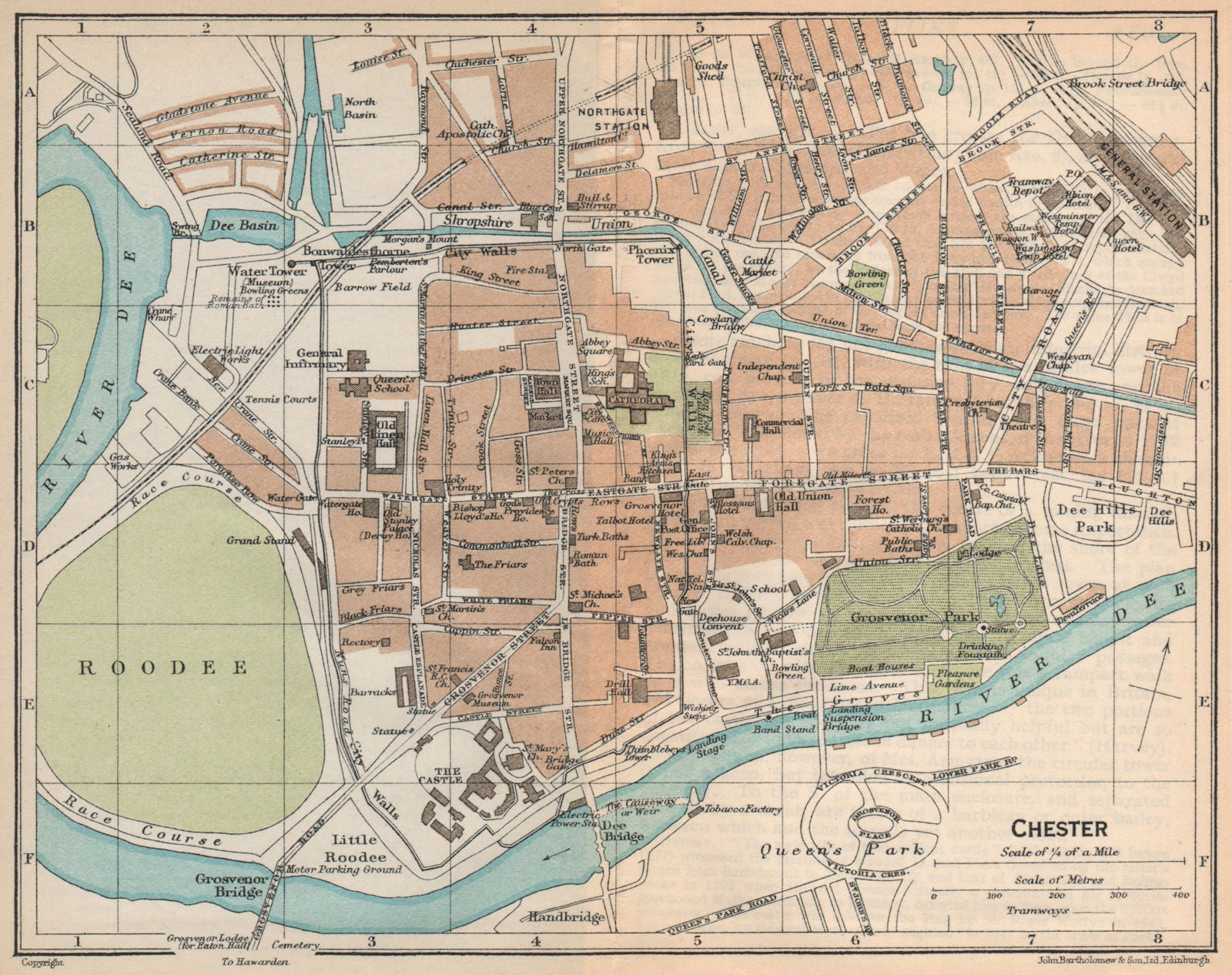 CHESTER. Vintage town city map plan. Cheshire 1926 old vintage chart ...