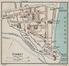CONWY CONWAY. Vintage town city map plan. Fortifications. Castle. Wales 1926