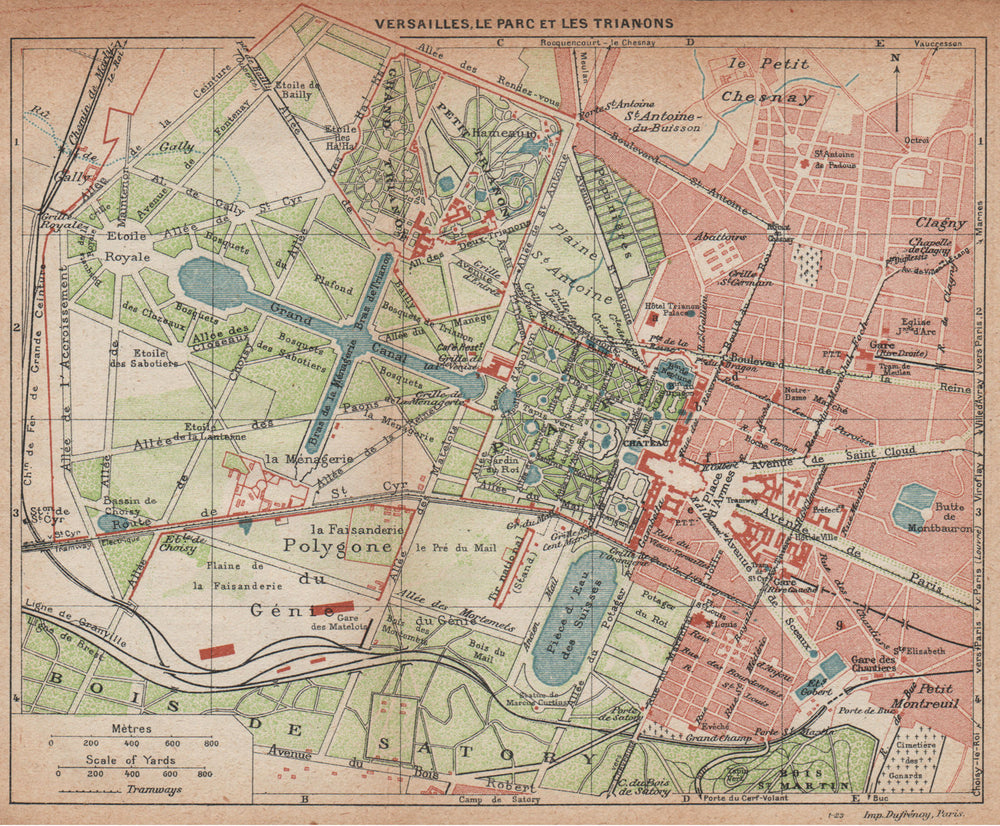 VERSAILLES. Parc Trianons Gardens. Vintage map plan. Yvelines 1922 old