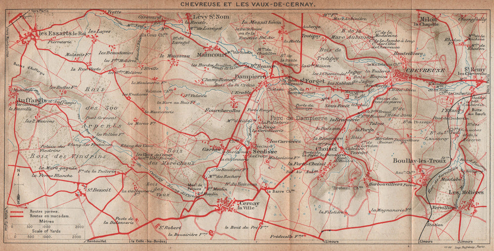 CHEVREUSE & LES VAUX-DE-CERNAY. Auffargis Boullay-les-Troux. Yvelines 1922 map