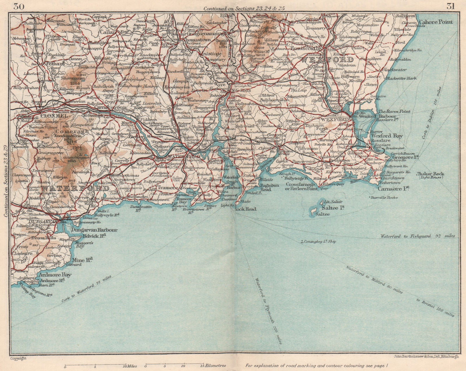 IRELAND SOUTH COAST. Waterford Wexford Kilkenny Dungarvon Clonmel 1949 ...