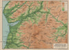 ABERYSTWYTH & PLYNLIMON DISTRICT. Vintage map. Aberdovey Llanidloes. Wales 1936
