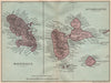 ANTILLES FRANÇAISES. Martinique Guadeloupe. French West Indies vintage map 1914