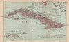 CUBA. Vintage map. Inset Puerto Rico. West Indies. Caribbean 1914 old