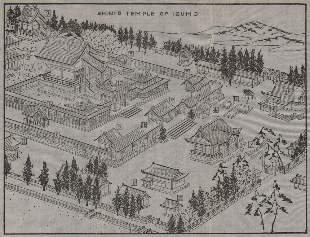 IZUMO-TAISHA. Bird's eye view of the Shinto temple. Japan. MURRAY 1901 old map