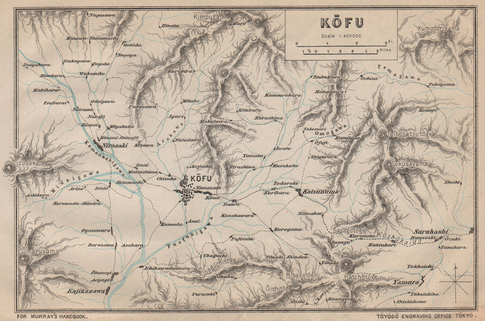 JAPAN. Kofu. MURRAY 1901 old antique vintage map plan chart