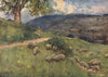 COTSWOLDS. A Cotswold sheep pasture. By GF Nicholls 1908 antique print