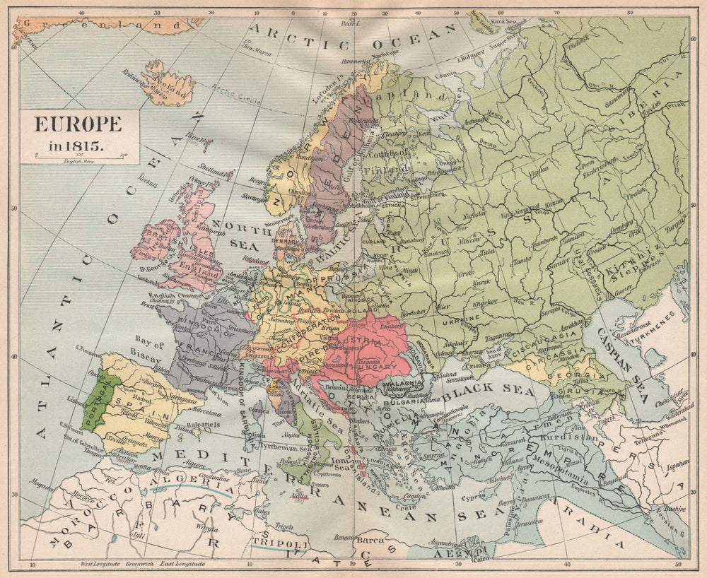 EUROPE 1815. Austria-Hungary. German Confederation. Ottoman Empire 1917 map