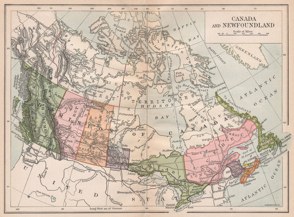 CANADA & NEWFOUNDLAND. British North America 1917 old antique map plan chart