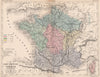 FRANCE. Grandes communications. Railways roads regions. MALTE-BRUN 1852 map