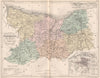 CALVADOS. Carte du département. Plan de Caen. MALTE-BRUN 1852 old antique map