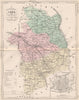 CHER. Carte du département. Plan de Bourges. MALTE-BRUN 1852 old antique map