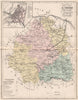 INDRE. Carte du département. Plan de Châteauroux. MALTE-BRUN 1852 old map