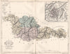 MOSELLE. Carte du département. Plan de Metz. MALTE-BRUN 1852 old antique map