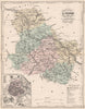 YONNE. Carte du département. Plan d'Auxerre. MALTE-BRUN 1852 old antique map