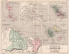 COLONIES FRANCAISES. St Pierre Miquelon Guyane Martinique Guadeloupe 1852 map
