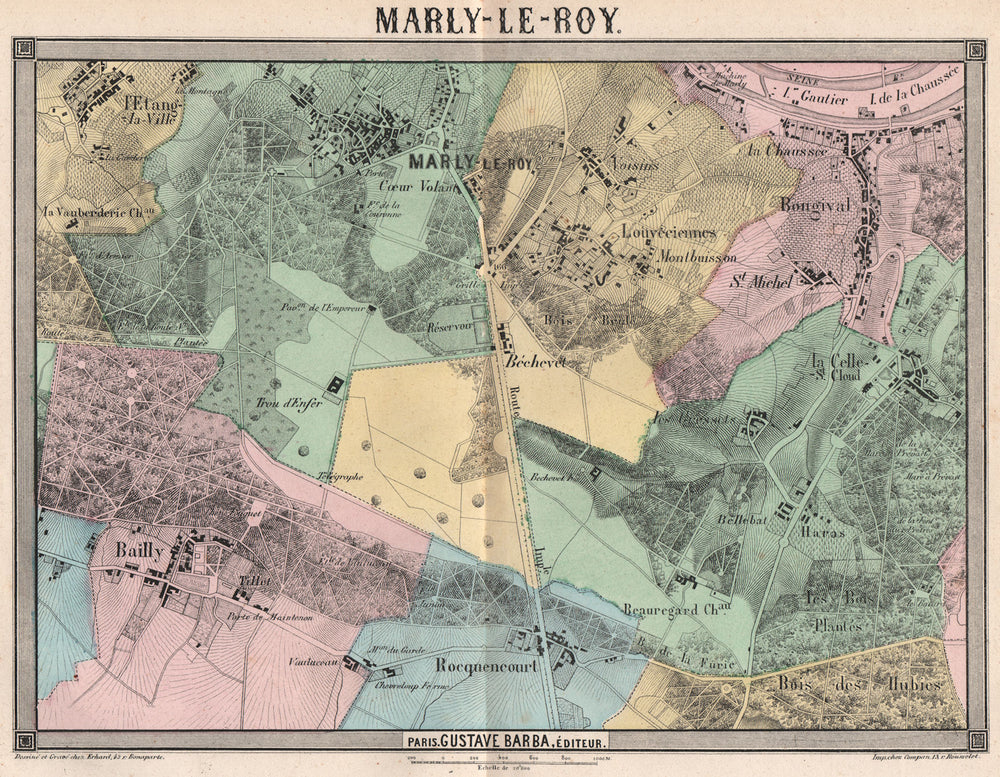 PARIS W. Marly-le-Roi Bailly Etang Rocquencourt Louveciennes Bougival 1860 map