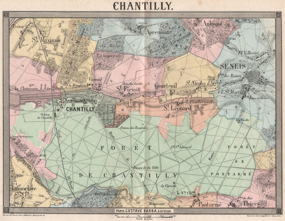 CHANTILLY. Senlis St Maximin St Leonard St Firmin Apremont Lamorlaye 1860 map