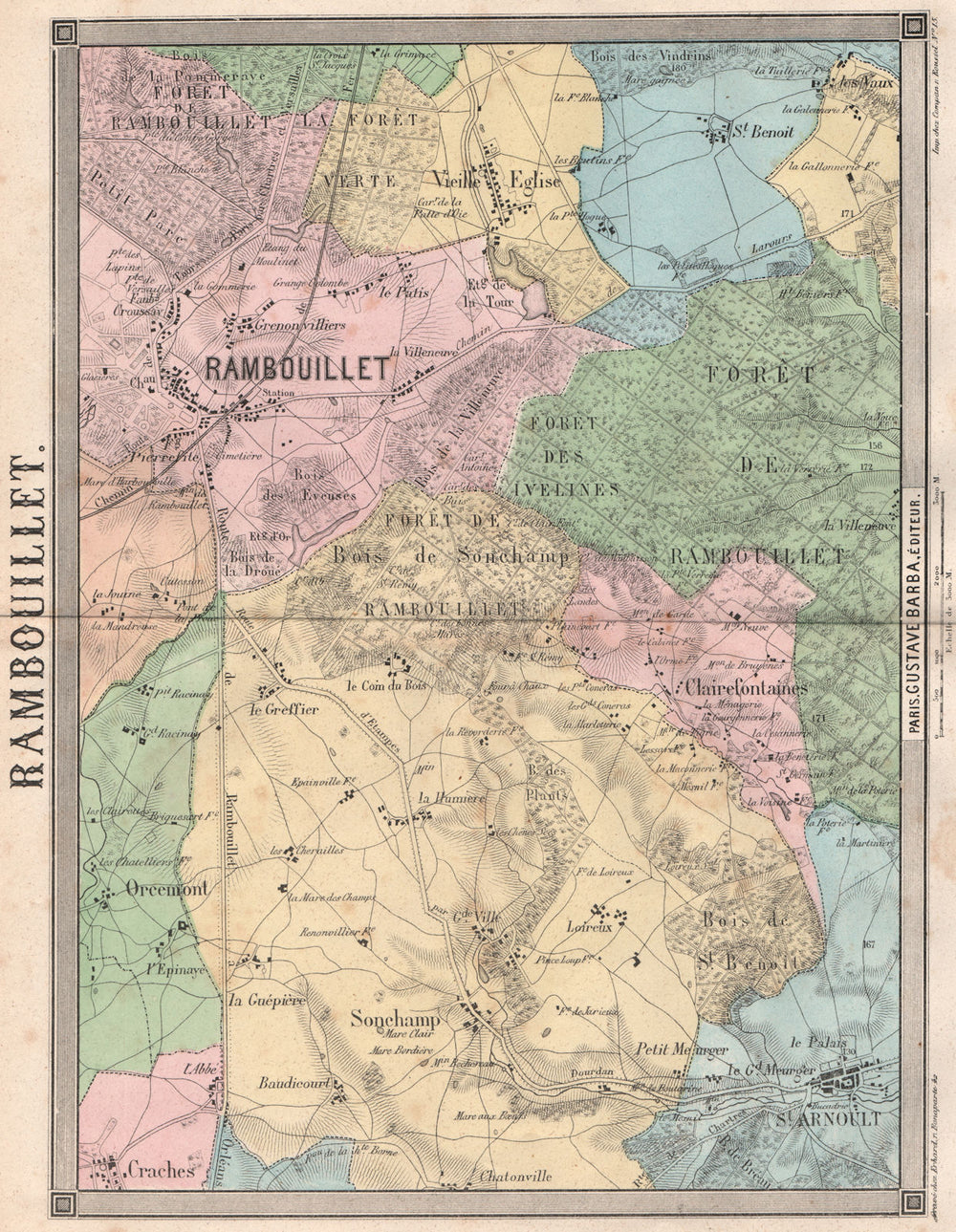 YVELINES. Rambouillet St Arnoult Sonchamp Clairefontaines Orcemont 1860 map