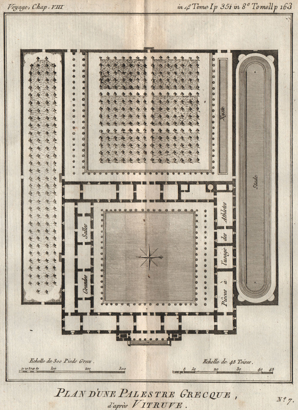ANCIENT GREECE. "Palestre Grecque". Palaestra. Wrestling school 1790 old map