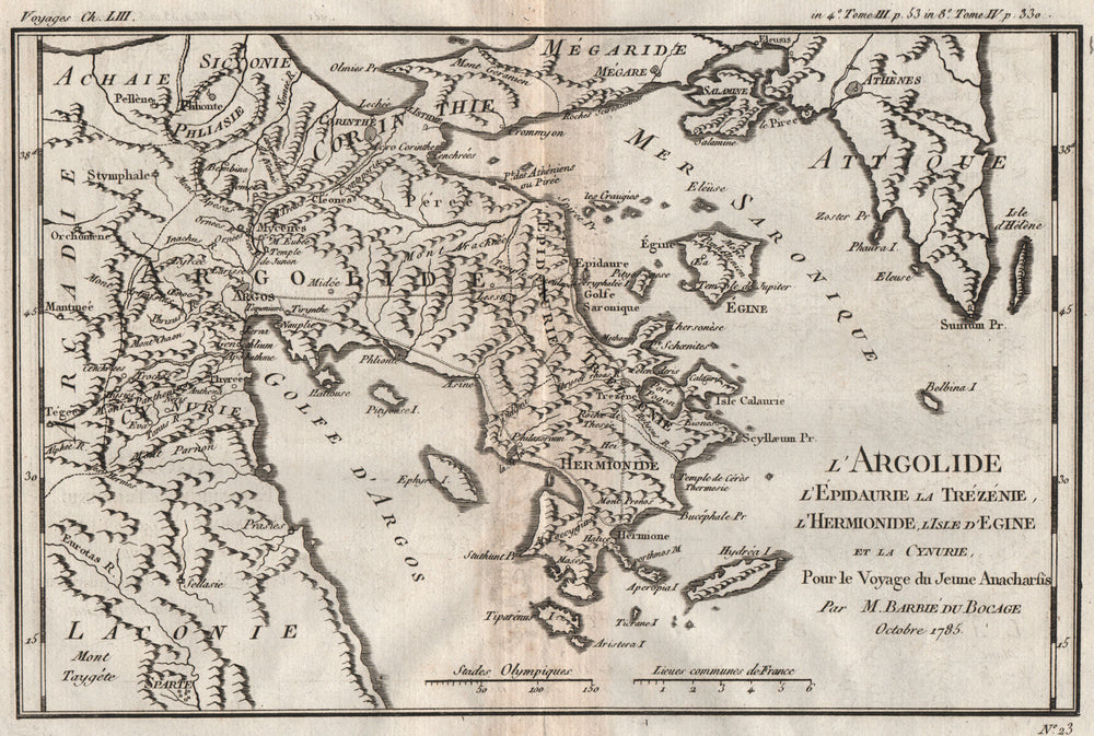 SARONIC ISLANDS. Salamis Aegina Hydra Angistri Spetses Argolis. BOCAGE 1790 map
