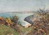 CARBIS BAY. Coastal view of the beach, cliffs & sea. By G. F. Nicholls 1915