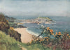 ST IVES. town harbour & beach from Porthminster point. Cornwall 1915 old print