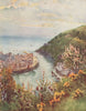LOOE. view of the town & river. Cornwall. By G. F. Nicholls 1915 old print