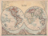 WORLD TWIN HEMISPHERES. Rivers mountains. Shows Missouri > Amazon 1906 old map