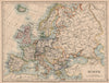 EUROPE POLITICAL. Austria-Hungary. United Sweden & Norway. JOHNSTON 1906 map