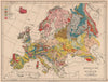 EUROPE GEOLOGICAL. Quaternary Tertiary Cretaceous Jurassic &c JOHNSTON 1906 map