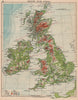 BRITISH ISLES RELIEF. Showing isotherms in January & July. JOHNSTON 1906 map