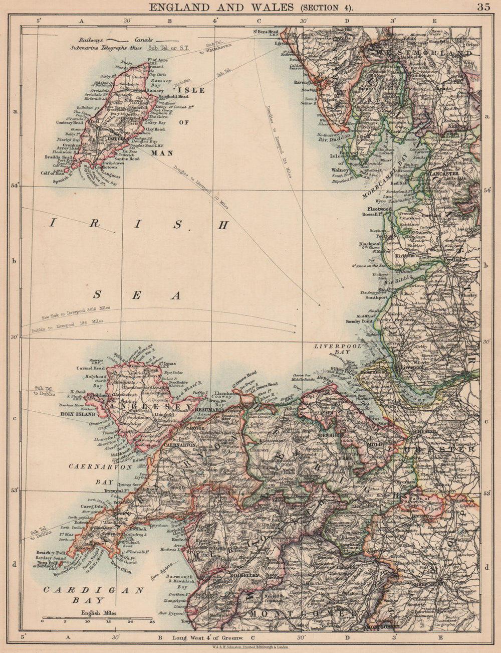 NW ENGLAND & WALES COAST.Merseyside Irish Sea Morecambe Bay Deeside IOM 1906 map