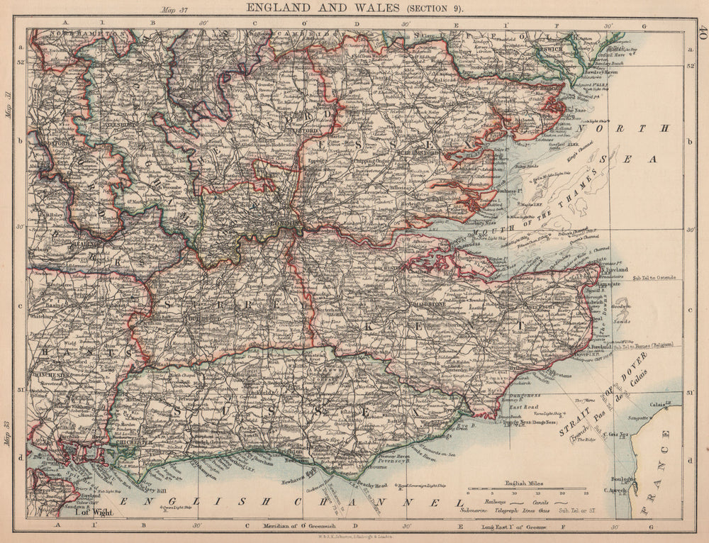 SOUTH EAST ENGLAND. Home counties London Kent Essex Sussex Surrey 1906 old map