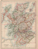 SCOTLAND. Counties. Undersea Telegraph cables. JOHNSTON 1906 old antique map